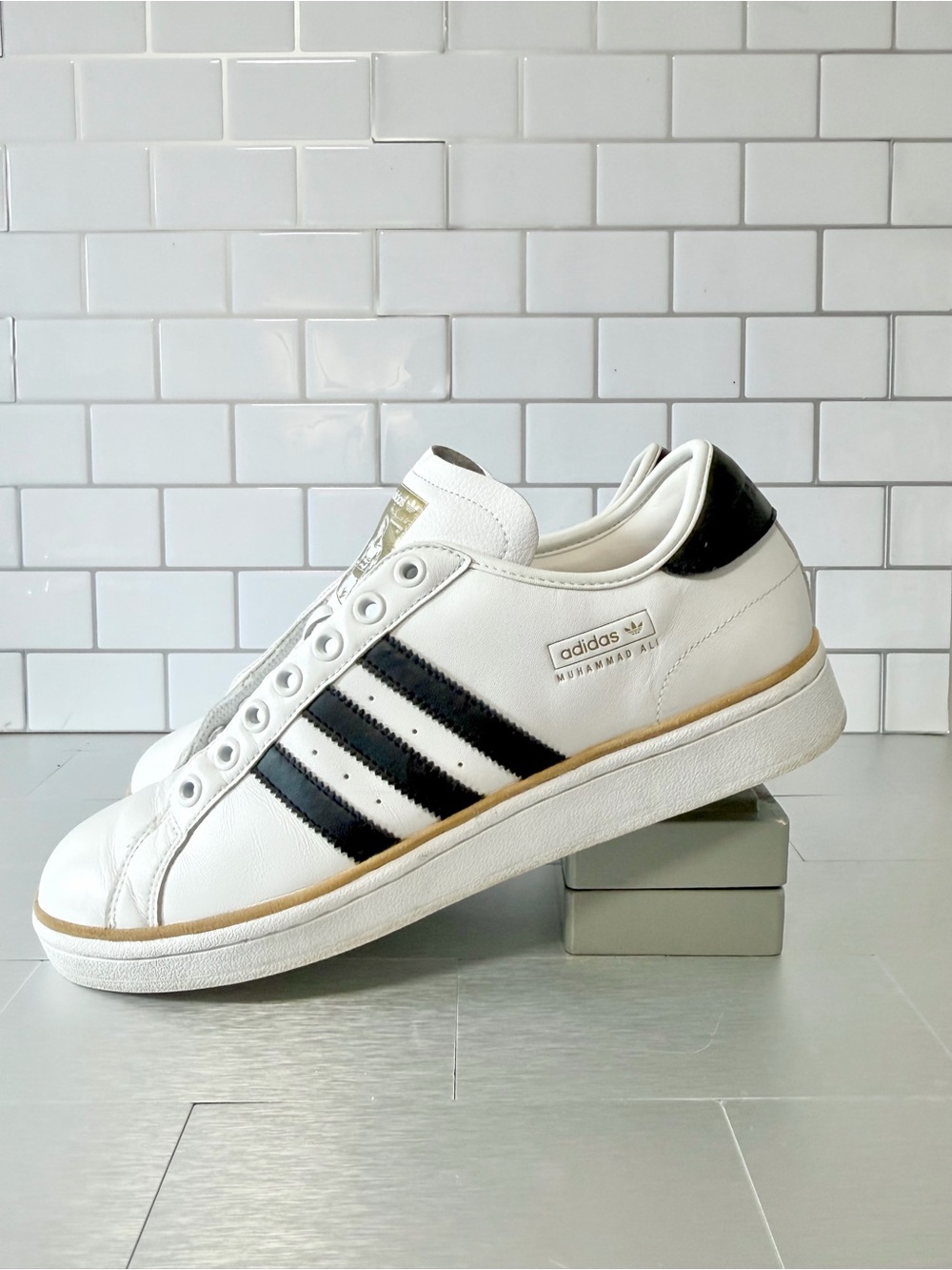 Adidas Originals Muhammad Ali White Black Leather Sneakers Men's 10.5 Rare